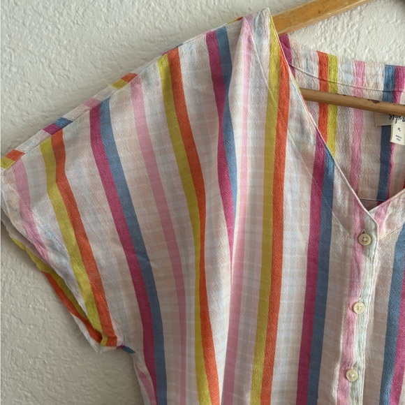 Style & Co. Pink and Purple Crop Tie Front Button Down Shirt - Picture 4 of 9